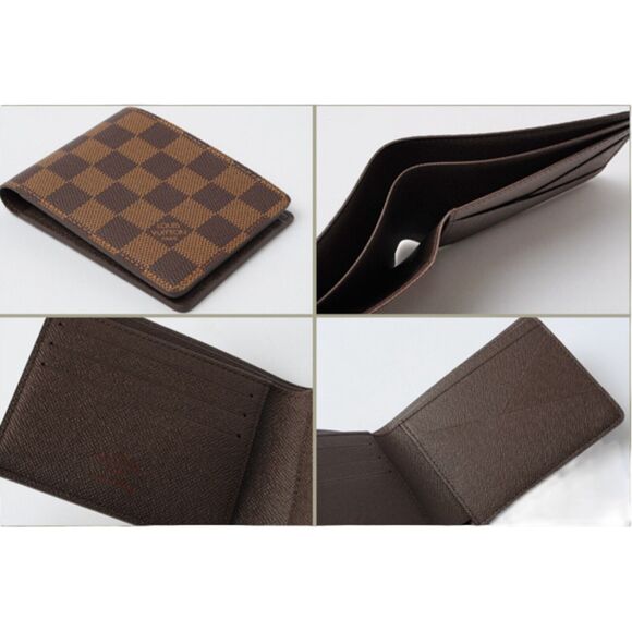 LOUIS VUITTON Damier Monogram Canvas Leather Bifold Wallet France NWOT/Box - Picture 4 of 4